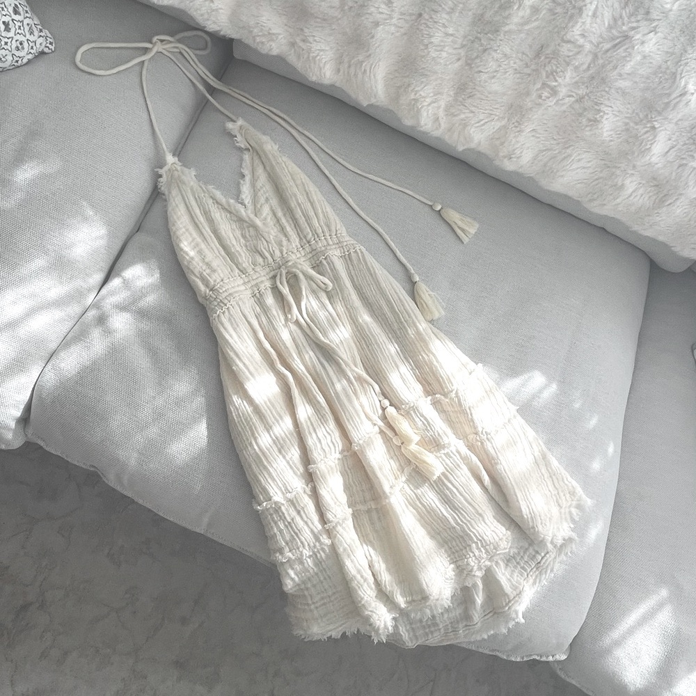 Elan Ivory Halter Mini Dress